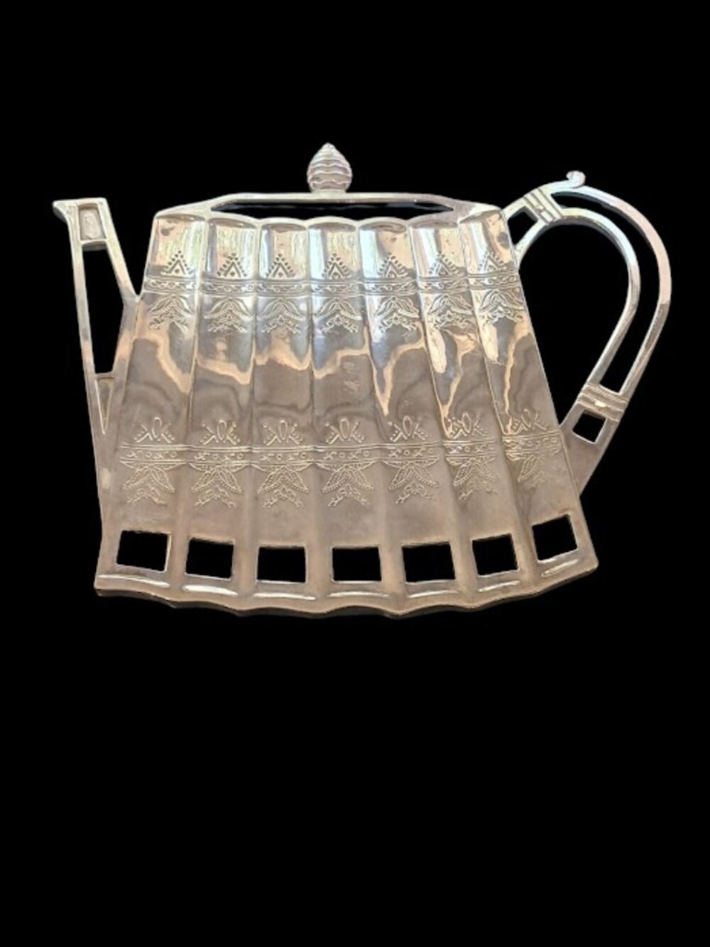 VINTAGE Godinger Silver Plated Teapot Trivet 1992 Hot Pad Serveware MCM